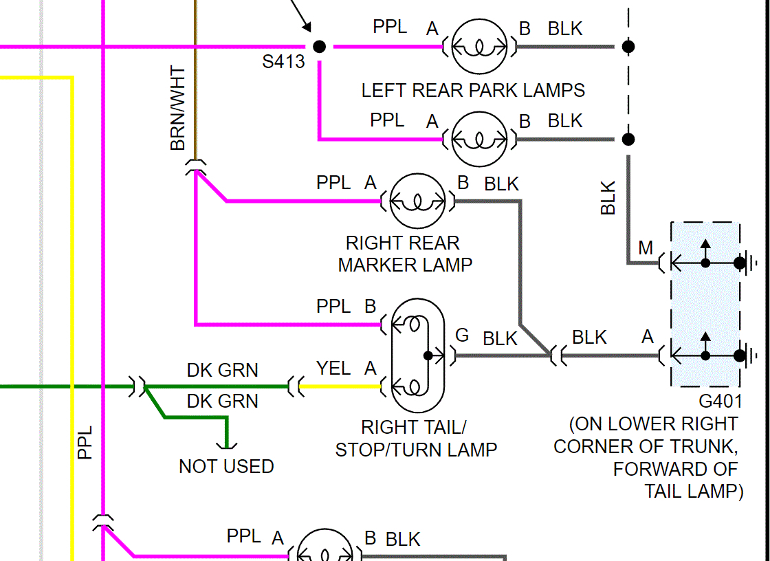Right Rear Brake Light and Turn Signal Do Not Light Except When