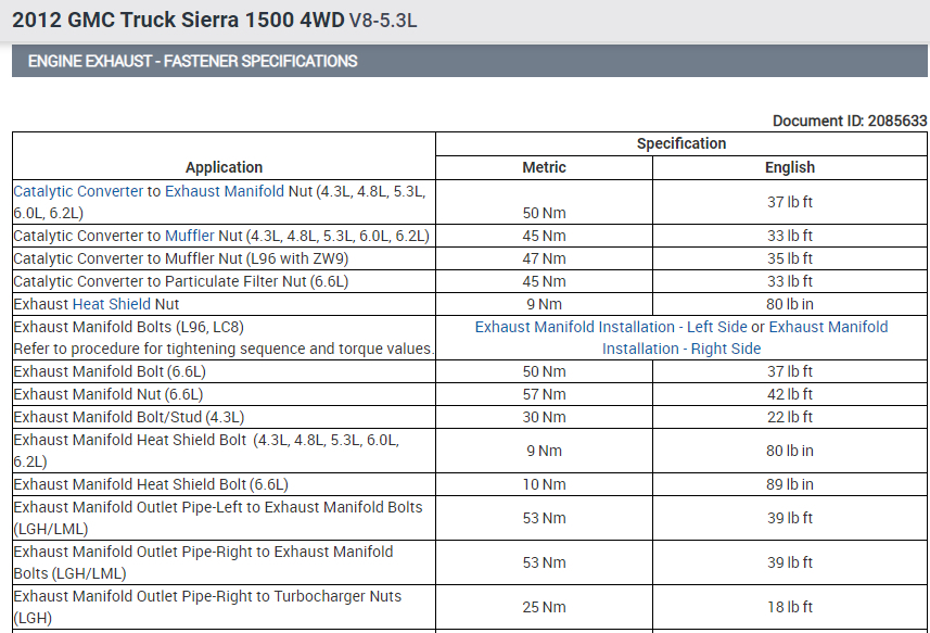 Torque Specs for Header Bolts, Rockers, and Exhaust Manifolds