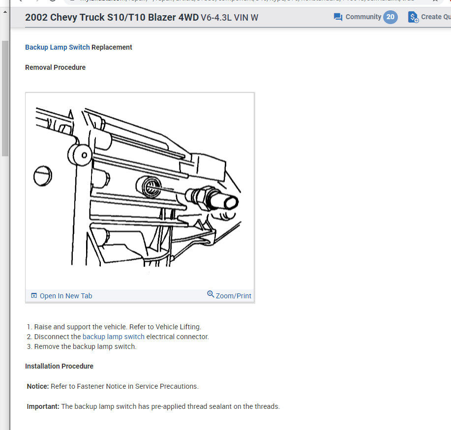 Reverse Light Switch Replacement I Need to Change Reverse Light