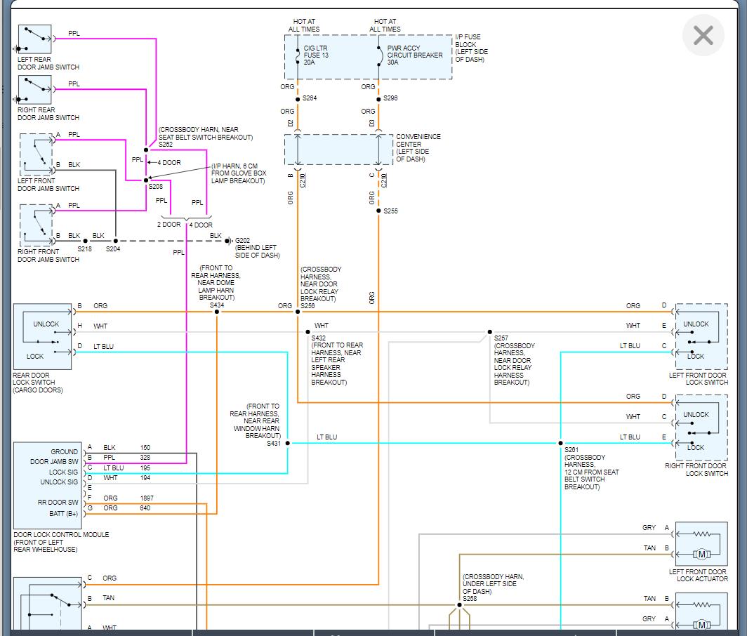 Door Lock Relay Location When Using Keyless Entry Button or