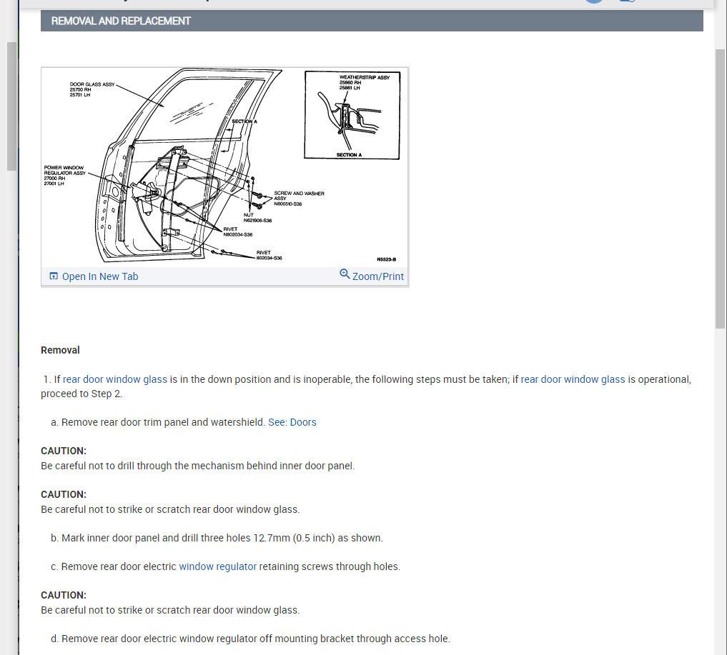 Rear Window Regulator and Glass Removal I Have a 1995 Mercury