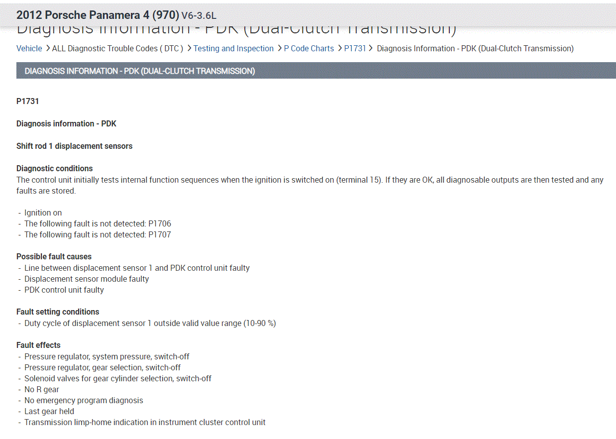 Transmission Failure Code P1731 and P1732 Driving About 30