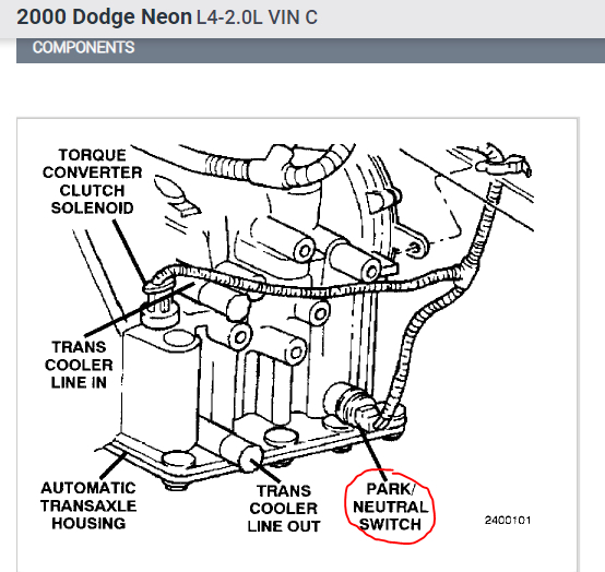 2000 Dodge Neon Safety Neutral Switch Dodge Neon