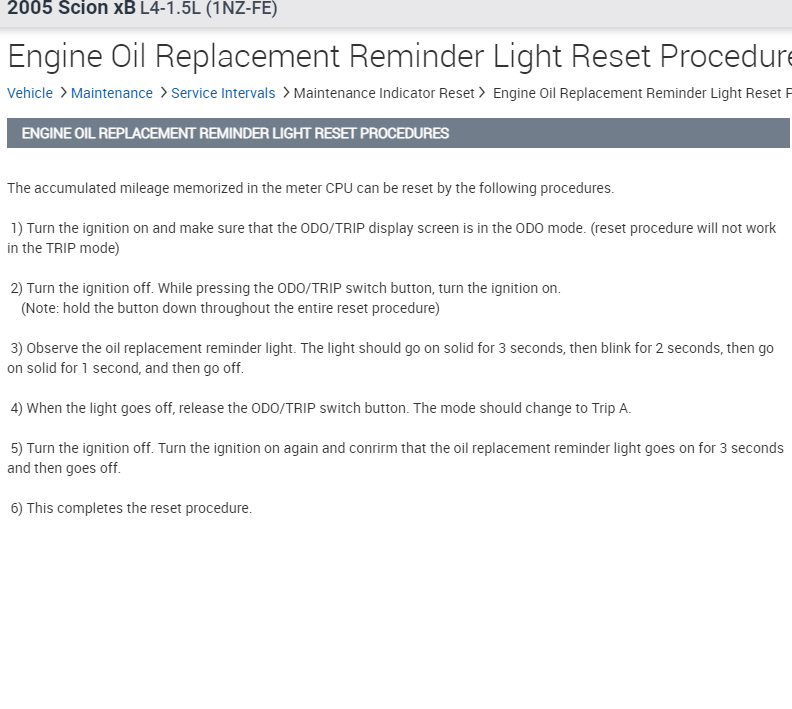 Reset Maintenance Required Light How