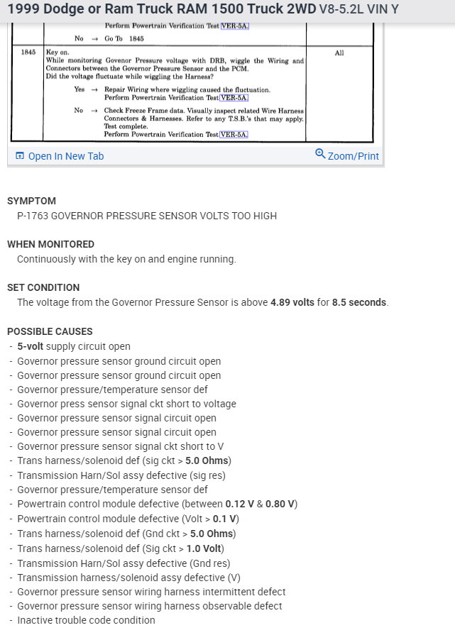 Code P1763 the Governor Pressure Sensor Input Is to High