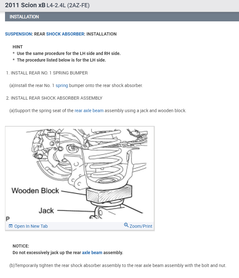 Procedures and Torque Specs for Replacing the Rear Shocks