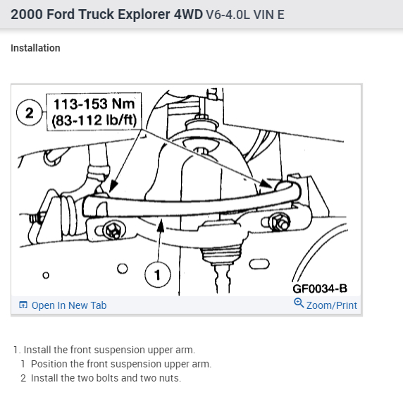Torque Specs Needed for Front Suspension Parts