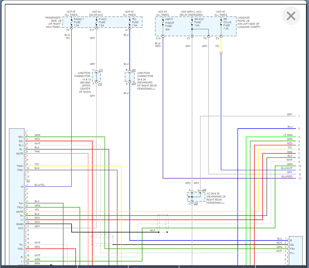 Pin Diagram of the Factory Radio for the Amp Turn on Wire, Needed