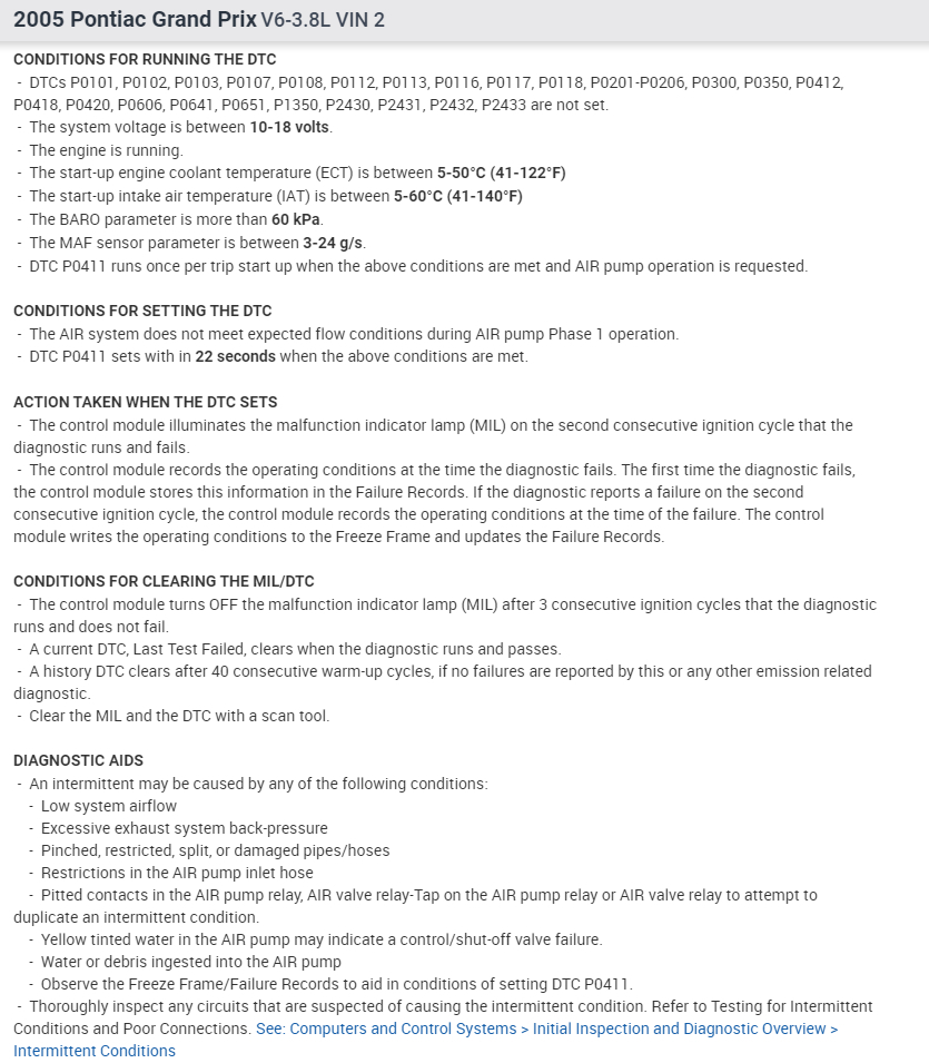 Secondary Air Flow Installed, and the Code Returned