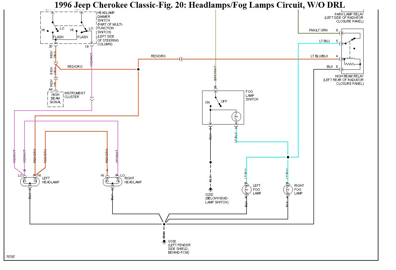 Headlight Wiring Diagram: Hi, I Have a 1995 Jeep Cherokee ... jeep xj headlight wiring schematic 