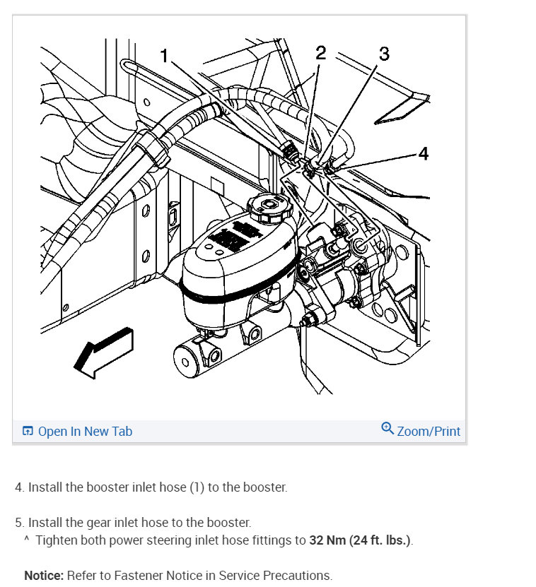 Power Steering Pump Replacement Instructions and Hose Diagram