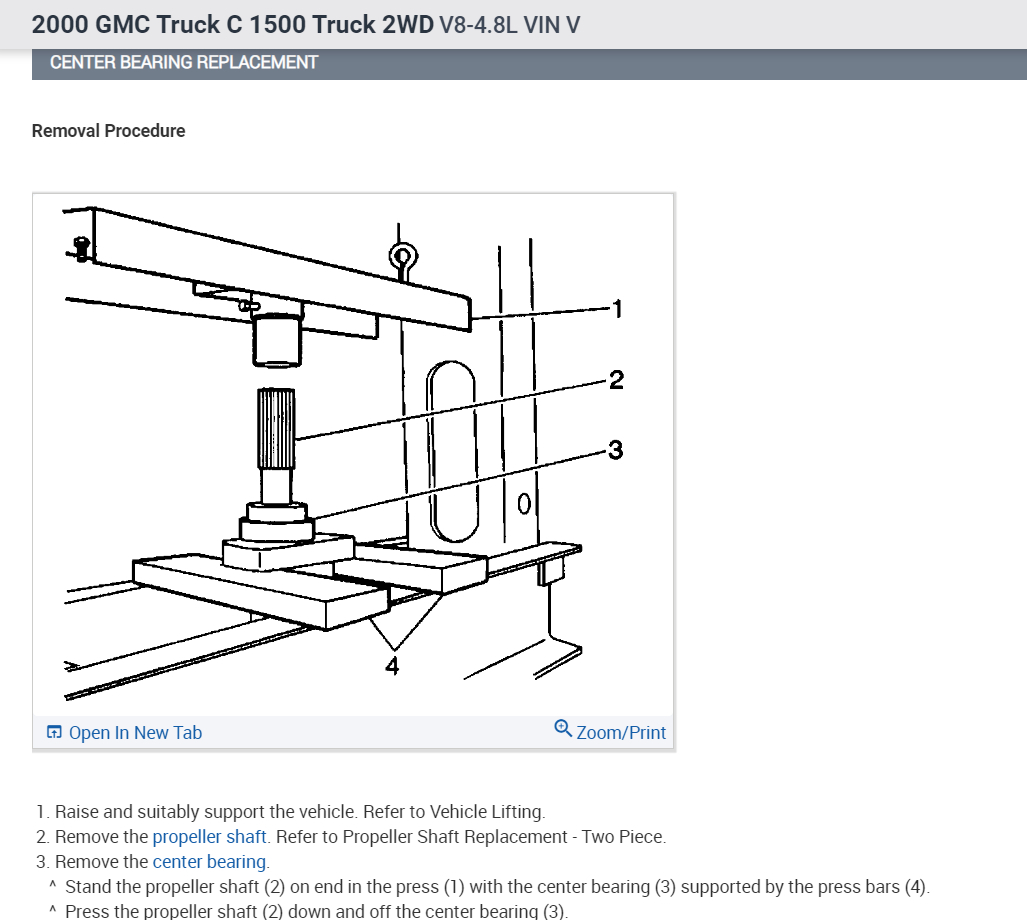 Center Support Bearing Diameter Size by VIN Look Up?