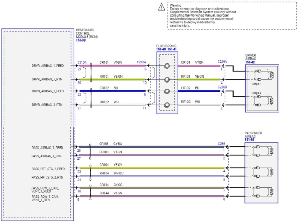 Clock Spring Wiring Diagram for 8 Pin Connector for Clock Spring