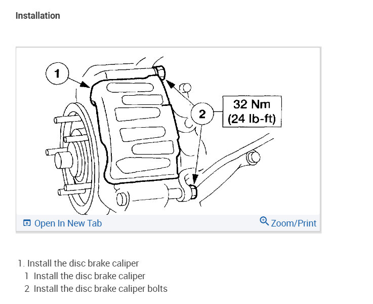 Brake Caliper Bolt Torque Specs I Have a 2003 Explorere, 2wd and