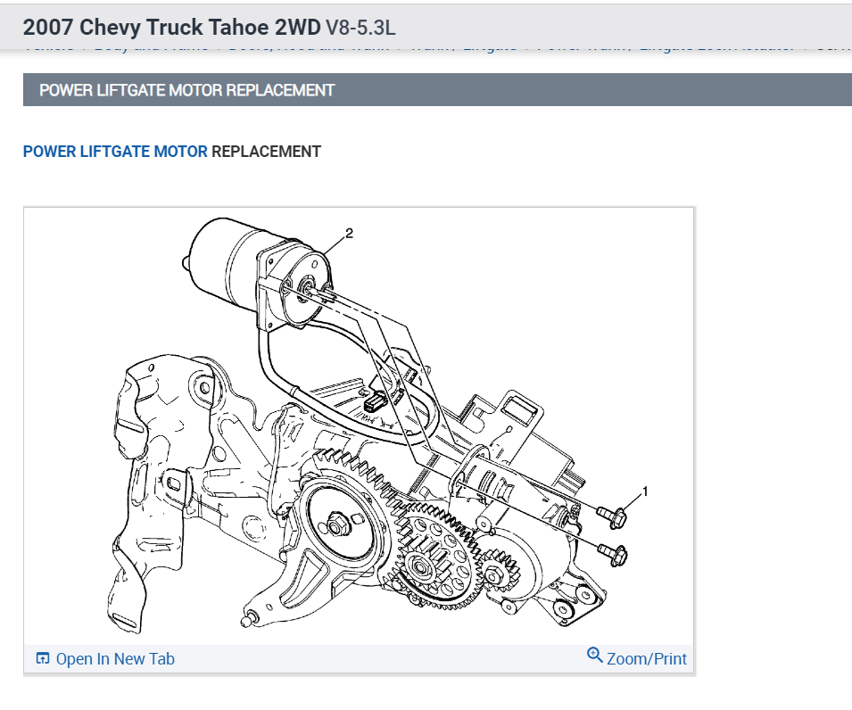 Power Lift Gate Problems? 2007 Chevy Tahoe Power Liftgate Motor