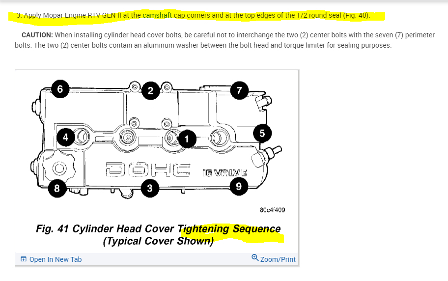 Valve Cover, What Is the Correct Sequence to Tighten the Bolts?