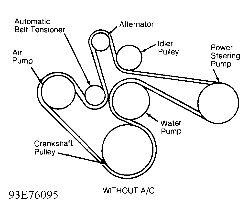 1993 Dodge Dakota Serpentine Belt Routing and Timing Belt Diagrams