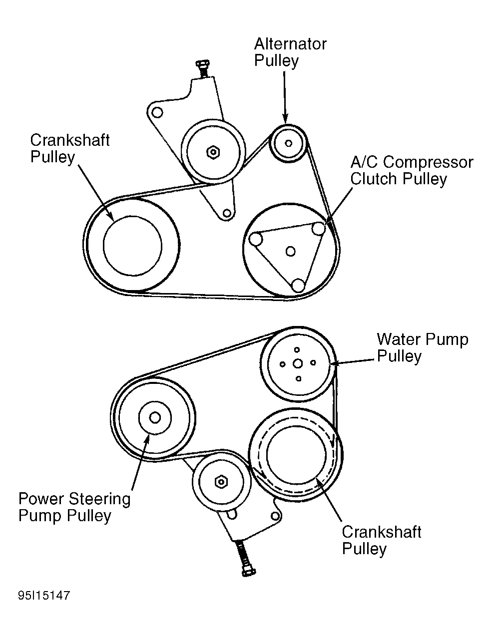 1996 Ford Contour Serpentine Belt Routing and Timing Belt Diagrams