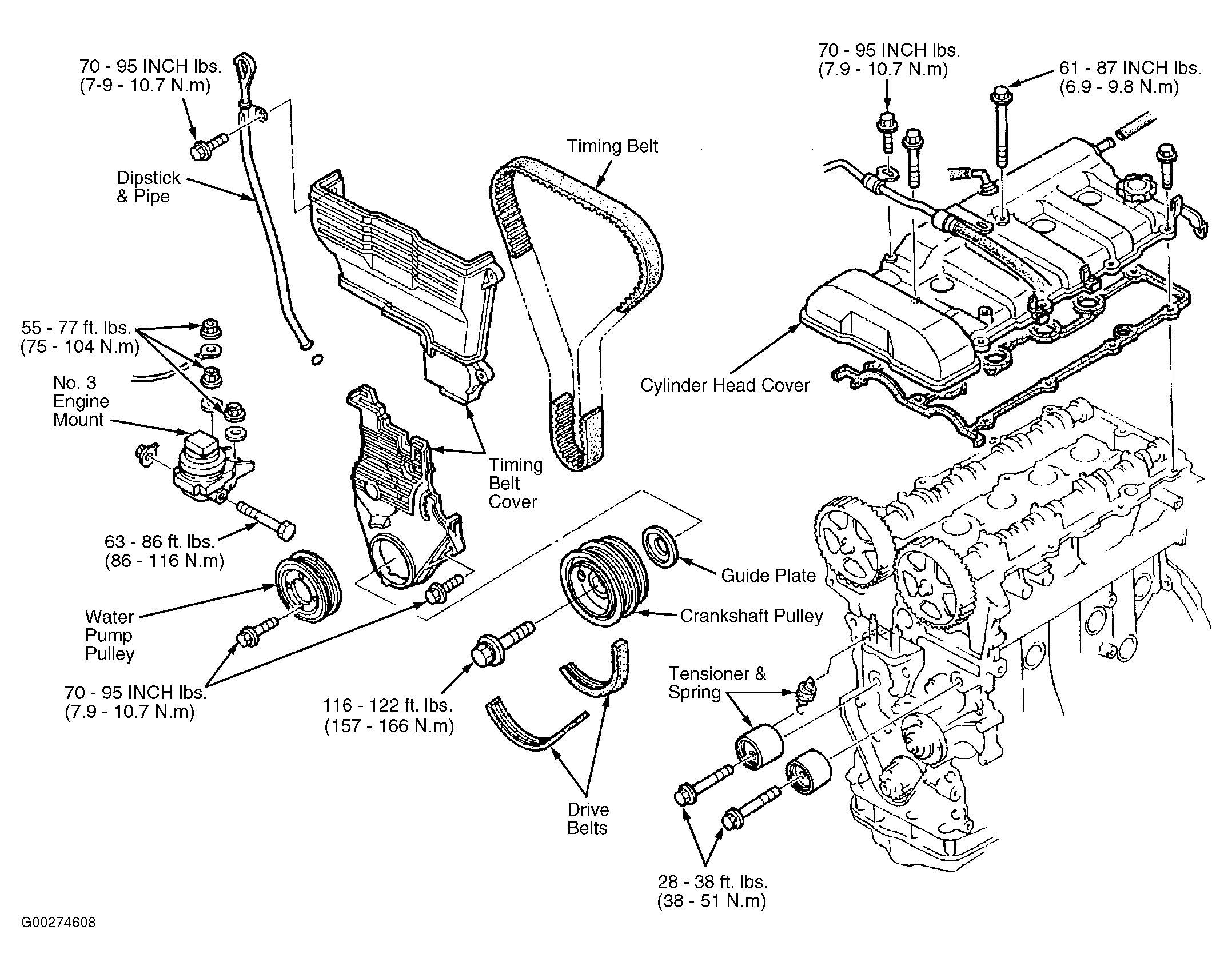 2002 Mazda Protege Serpentine Belt Routing and Timing Belt Diagrams