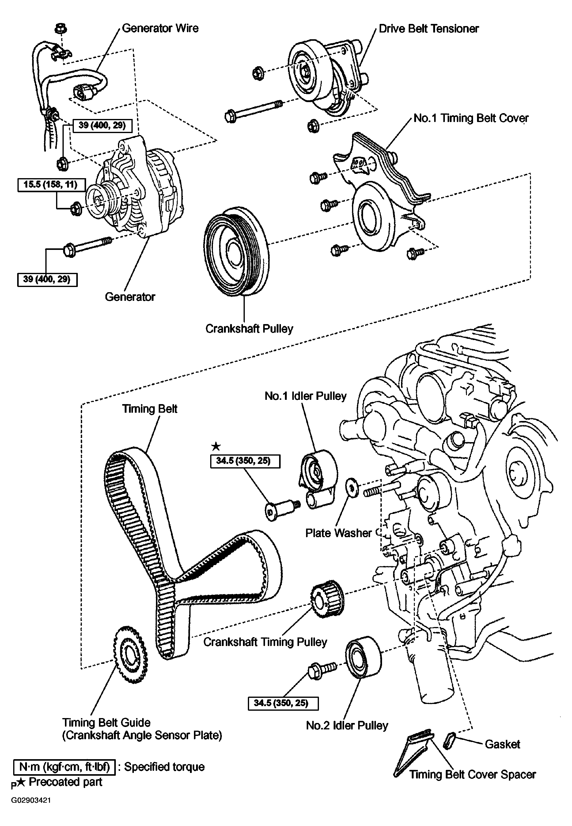 2004 Toyota Land Cruiser Serpentine Belt Routing and Timing Belt Diagrams