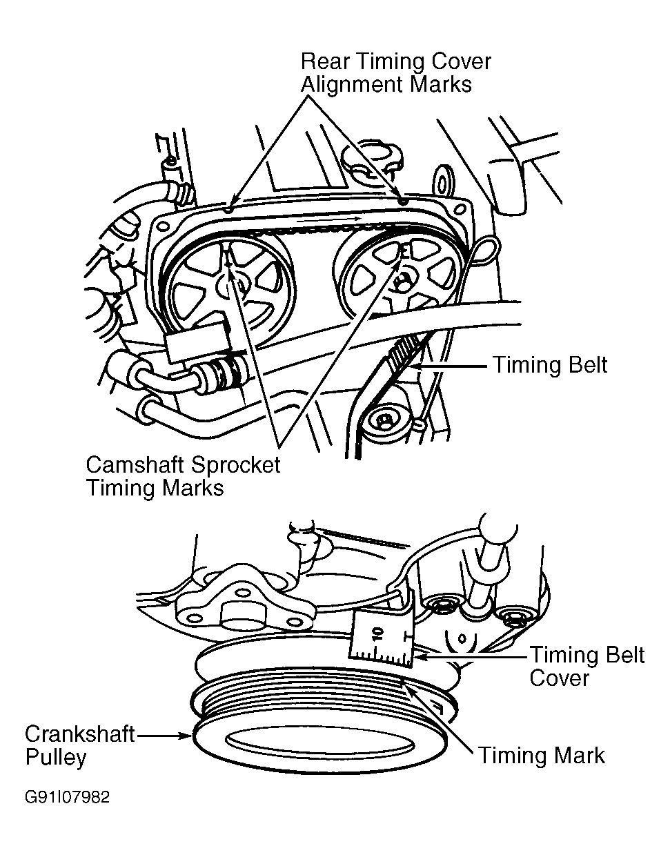 1995 Ford Escort Serpentine Belt Routing and Timing Belt Diagrams