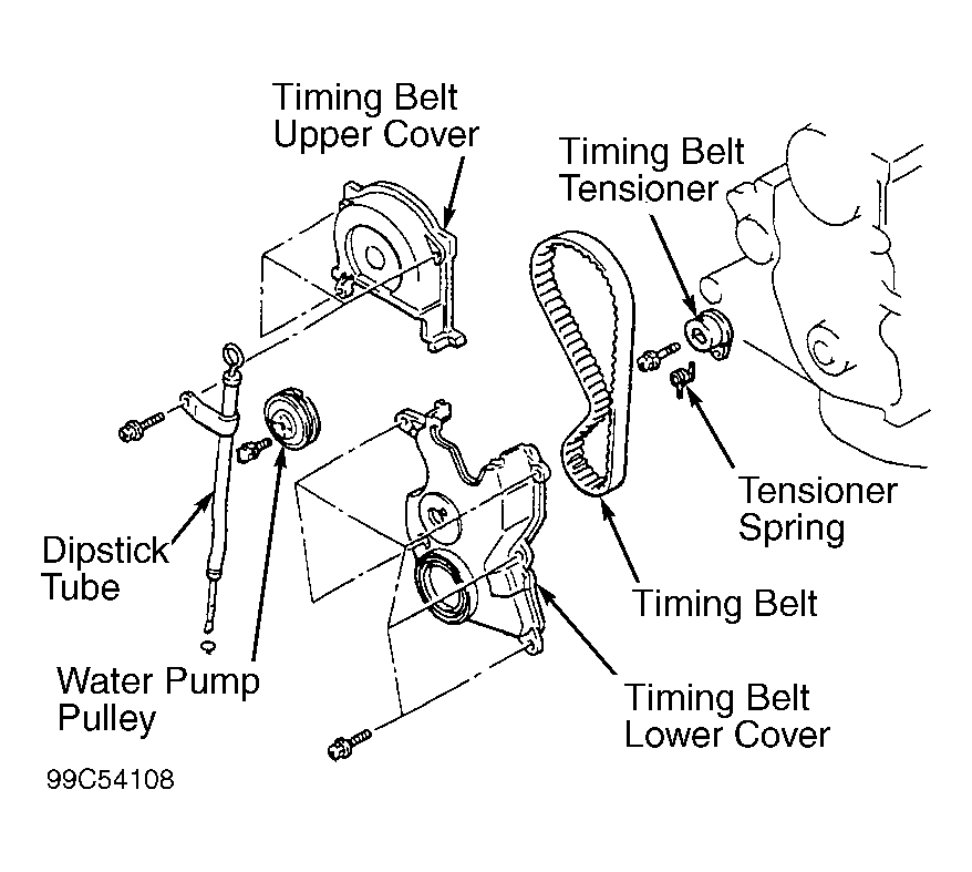 1995 Mitsubishi Mirage Serpentine Belt Routing and Timing Belt Diagrams